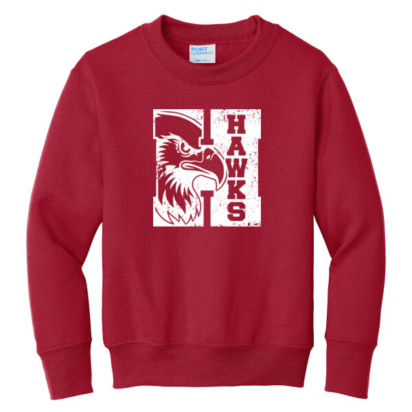 RMS Hawk Head H  - Youth Core Fleece Crewneck Sweatshirt Thumbnail