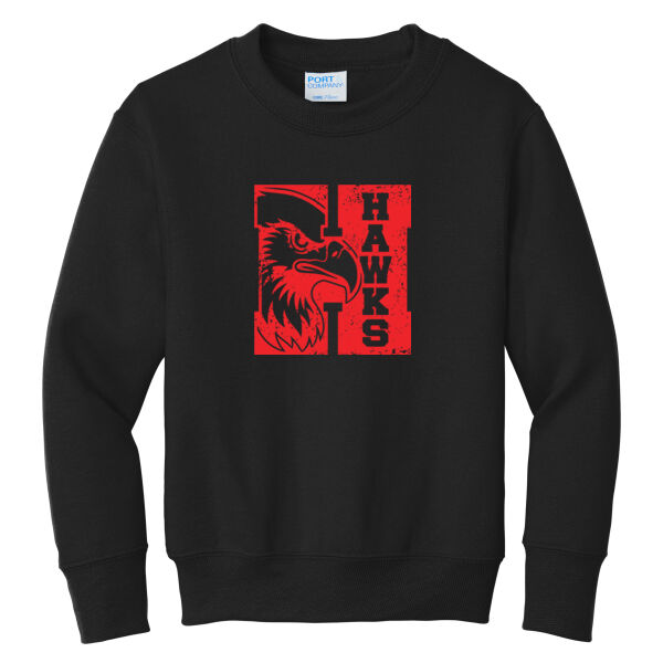 RMS Hawk Head H  - Youth Core Fleece Crewneck Sweatshirt Thumbnail