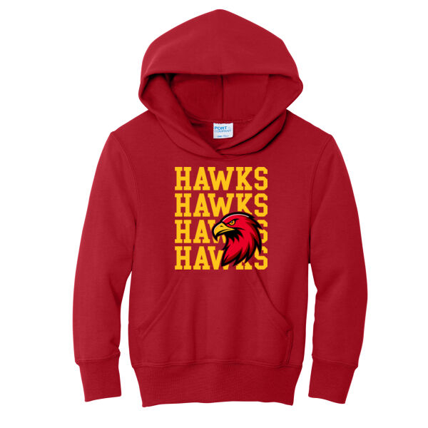 RMS Hawks Hawks Hawks  - Youth Core Fleece Pullover Hooded Sweatshirt Thumbnail