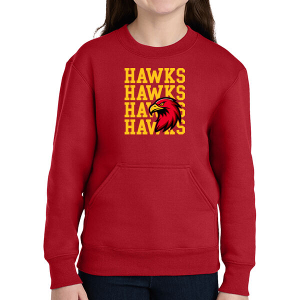 RMS Hawks Hawks Hawks  - Youth Core Fleece Crewneck Pocket Sweatshirt Thumbnail
