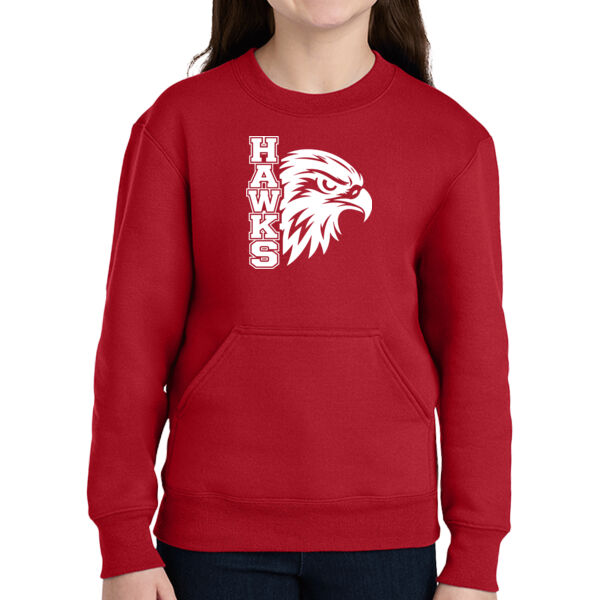 RMS Hawks Head  - Youth Core Fleece Crewneck Pocket Sweatshirt Thumbnail
