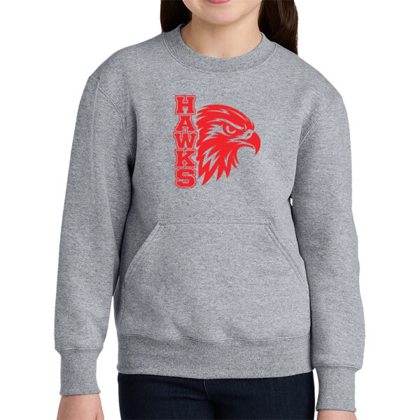 RMS Hawks Head  - Youth Core Fleece Crewneck Pocket Sweatshirt Thumbnail